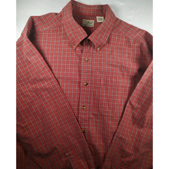 LL Bean Mens XL Regular 100% Cotton Plaid *Fall*‎ Button Down - Picture 3 of 4